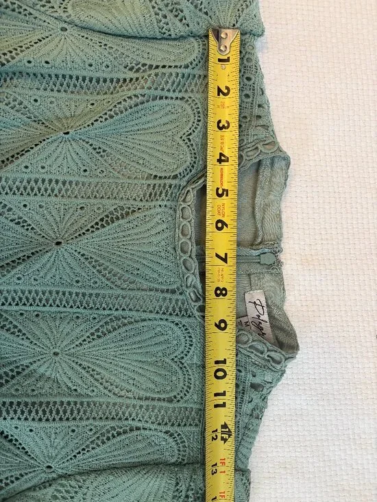 Sage Green Eyelet Lace Modest Maxi Dress - Picture 7 of 13